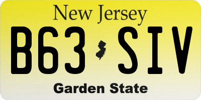 NJ license plate B63SIV