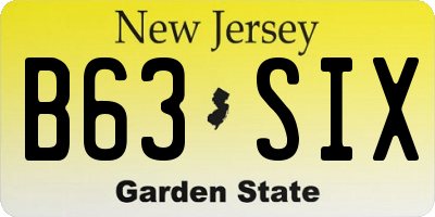NJ license plate B63SIX