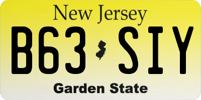 NJ license plate B63SIY