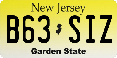 NJ license plate B63SIZ