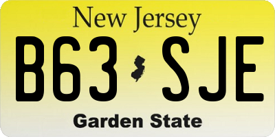 NJ license plate B63SJE