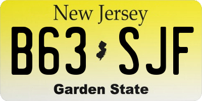 NJ license plate B63SJF