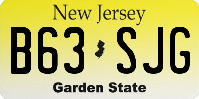 NJ license plate B63SJG