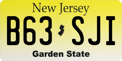 NJ license plate B63SJI