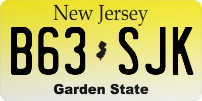 NJ license plate B63SJK