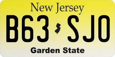 NJ license plate B63SJO