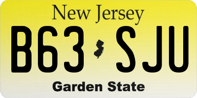 NJ license plate B63SJU