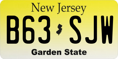 NJ license plate B63SJW