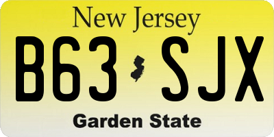 NJ license plate B63SJX