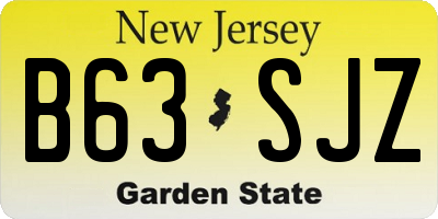 NJ license plate B63SJZ