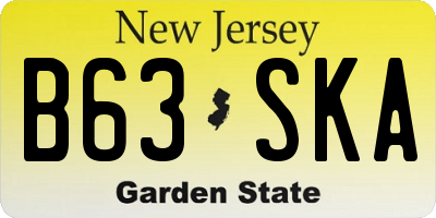 NJ license plate B63SKA