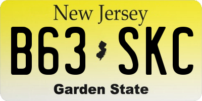 NJ license plate B63SKC
