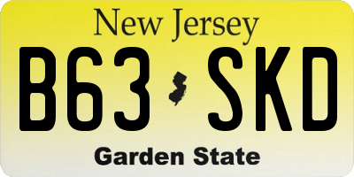 NJ license plate B63SKD