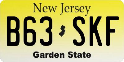 NJ license plate B63SKF
