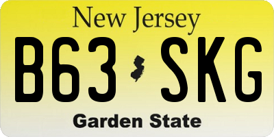NJ license plate B63SKG