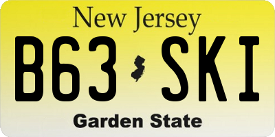 NJ license plate B63SKI