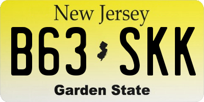 NJ license plate B63SKK