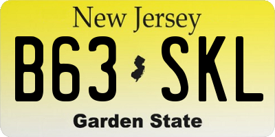 NJ license plate B63SKL