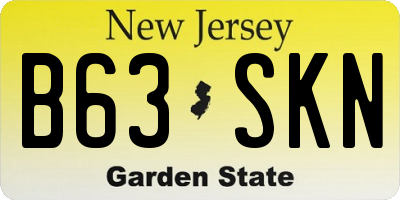 NJ license plate B63SKN