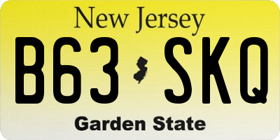 NJ license plate B63SKQ