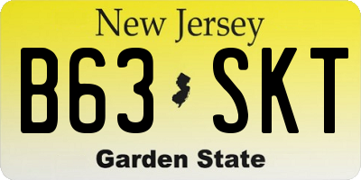 NJ license plate B63SKT