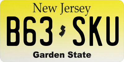 NJ license plate B63SKU