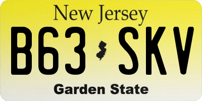 NJ license plate B63SKV