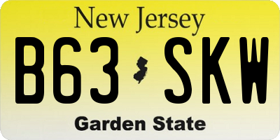 NJ license plate B63SKW