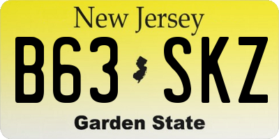 NJ license plate B63SKZ