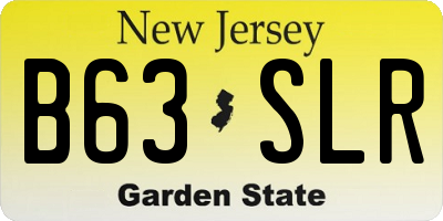 NJ license plate B63SLR