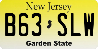 NJ license plate B63SLW