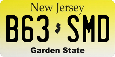 NJ license plate B63SMD