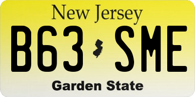 NJ license plate B63SME