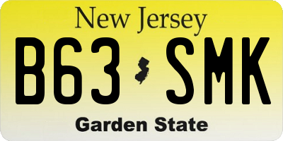NJ license plate B63SMK