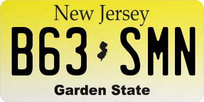 NJ license plate B63SMN