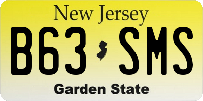 NJ license plate B63SMS
