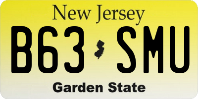 NJ license plate B63SMU