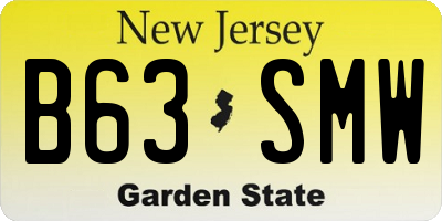 NJ license plate B63SMW