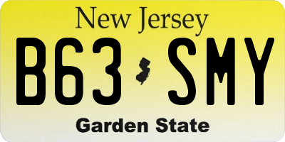 NJ license plate B63SMY