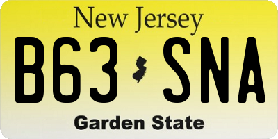 NJ license plate B63SNA