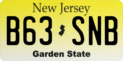 NJ license plate B63SNB