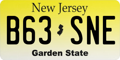 NJ license plate B63SNE