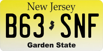 NJ license plate B63SNF