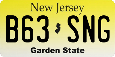 NJ license plate B63SNG