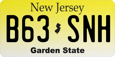 NJ license plate B63SNH