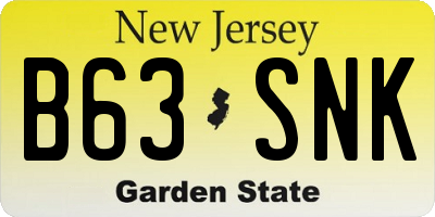 NJ license plate B63SNK