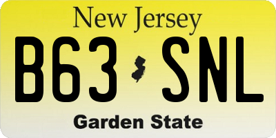 NJ license plate B63SNL