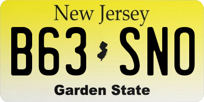 NJ license plate B63SNO
