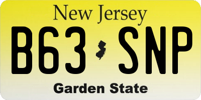 NJ license plate B63SNP