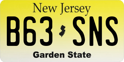 NJ license plate B63SNS